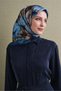 Sura Pure Silk Scarf 9613 02 Navy Blue Floral Pattern - 2