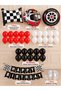 Party Racing Themed Birthday Balloon Set 45 Pieces |   Helmet, Checkered Flag and Rubber Foil Balloon |   Red Black White - 2