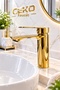 Gold Fixed Sink Faucet – Shiny Gold Finish, Modern Design