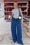 Women's 6W6-103 Barrel Fit Plaid Belt Detailed Design Denim Jean - 3