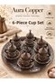 Ottoman Motif Turkish Coffee Cup Set with Lid and Tray Special Metal Presentation Set