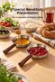 2-Piece Metal Presentation Plate with Wooden Handle |   Mini Sauce Bowl, Snack Bowl, Serving Plate, Presentation Set - 2