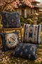 Midnight Garden Bird Romance |   Navy Blue Bird and Flower Patterned Decorative Throw Pillow Cover |   Vintage Botanical Stylish Living Room Decor - 3