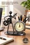 4 Pieces Metal Musician Pen Holder with Clock – Desktop Organizer and Clock, Pen Holder, Office Decor Gift