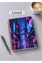 Neon City Themed Set of 2 A5 Metal Spiral-Bound Lined-Checkered Cardboard Covers Neon City Themed Set of 2 A5 Lined-Checkered Notebooks - 3
