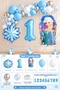 Party 1 Year Old Frozen Themed Balloon Set Blue Silver White Balloon Chain Snowflake and 1-9 Number Foil Balloons Birthday Decoration - 2