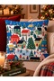 New Year's Christmas Themed 3-Piece Throw Pillow Cover Set, Christmas Village Patterned Decorative Suede Throw Pillow, Double-Sided, 43X43 and 30X50 cm - 2