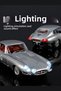 1:24 Scale Black Jaguar E-Type 1961 Metal Classic Car Model with Openable Hood and Doors, Lights and Sound - 3