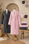 Eldy 8 Piece Family Bathrobe Set 100% Cotton Certified Bathrobe Set |   Dowry Set |   Anthracite - Pink