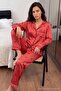 Red Ribbon/Bow and Striped Satin Woven Pajama Set Thmaw27Pt00076