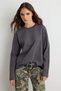 Anthracite 100% Cotton Oversize Knitted T-Shirt Twoaw24Ts00013 Knitted T-Shirt Twoaw24Ts00013