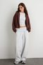 Kahverengi Soft/Yumuşak Dokunuşlu Kapüşonlu Oversize Crop Örme Hırka/Sweatshirt TWOAW27SW00126 - 2