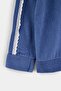 Navy Blue Girls' Embroidered Zippered Velvet Woven Cardigan Tkdaw27Sw00116 - 8