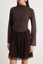 Brown Lace Detailed Skirt with Opening at Waist Long Sleeve Short / Mini Knitted Dress Tpraw27El00071 - 3