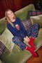 Red-Ecru 2-Piece Cotton Blend Christmas Themed Jacquard Knitted Socks Thmaw27Co00046 - 2