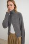Anthracite High Collar Textured Blouse Detailed Knitwear Cardigan Twoaw27Hi00167