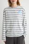 Gray Melange Striped Front and Back Slogan Printed Contrast Collar Detailed Knitted T-Shirt Twoaw27Ts00127 - 4