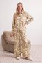 More Sustainable Ekru Etnik Desenli Viskon Dokuma Pijama Takımı THMAW27PT00252 - 2