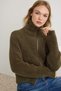 Khaki Stand Collar Textured Blouse Detailed Knitwear Cardigan Twoaw27Hi00167 - 2