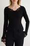 Black Collar and Sleeve Lace Detailed Fitted Knitwear Sweater Twoaw27Kz00342 - 3