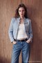 Blue Tweed Button Detailed Jacket Twoaw27Ce00094