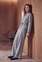 Gray Melange Regular/Normal Fit Waist-Fitted Wide-Leg Knitted Bottom - Top Set Twoaw27Au00163