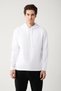 Men's White Hooded 3 Thread Raised Printed Sweatshirt A32Y1240 - 3
