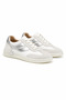 Women's Genuine Leather White Sneaker Casual Comfortable Stylish Metallic Detailed Sports Shoes