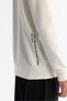 Men's Ecru Crew Neck Cotton Printed Elastane Regular Fit Sweatshirt A42Y1286 - 5