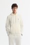 Men's Ecru Hooded Printed Elastane Regular Fit Sweatshirt A42Y1262