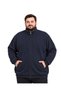 Men's Large Size Navy Blue Thessaloniki Stand Collar Pocket Cardigan 3Xl-4Xl-5Xl-6Xl-7Xl-8Xl