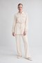Pocketed Waist Drawstring Double Suit Set Beige