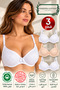 3-Piece Women's White & Nude Heart Pointelle Unpadded Non-Padded (Underwire) Bra Set