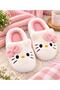 Women's Powder Hello Figured Plush Slippers Home Slippers - 5