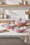 Ceramic Coated Pan Set 6 Pieces (18-20-22 cm) Pink