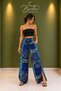 Ethnic Pattern Trousers with Elastic Waist and Tuckered Cuffs