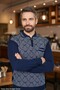 Men's Navy Blue Non-Pilling Standard Fit Polo Collar Knitwear Winter Sweater - 4