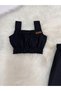 Baby Girl Solid Color Crop & Pants Set - 4
