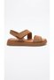 Tan Suede Women's Genuine Leather Sandals 546.1102 - 2