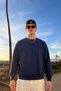 Men's Daily Comfortable Fit Basic Navy Blue Sweatshirt - 2