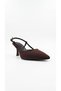 Brown Satin Women's Thick Heeled Shoes 659.349 - 2