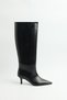 Boots 2312 - Black Women's Boots with Pointed Toe and Front Seam Detail - 3