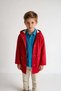 Red Plain Pocket Children's Raincoat - Water Repellent Hooded Unisex Seasonal for Ages 2-10 - 2