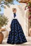 Silkway Black Royal Blue Oval Patterned Skirt
