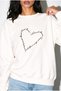 Women's Ecru Heart Printed Crew Neck Oversize Sweatshirt - 2