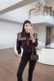 Brown Sailor Collar Striped Crop Jacket - 3
