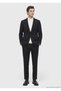Black Shirt Shoulder Slim Fit 100% Wool Jacket - 3