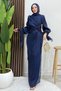 Orkide Silk Evening Dress Navy Blue - 4
