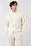 Zippered Ecru Premium Thessaloniki Knit Oversize Cardigan
