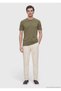 Khaki Plain Crew Neck T-Shirt - 3